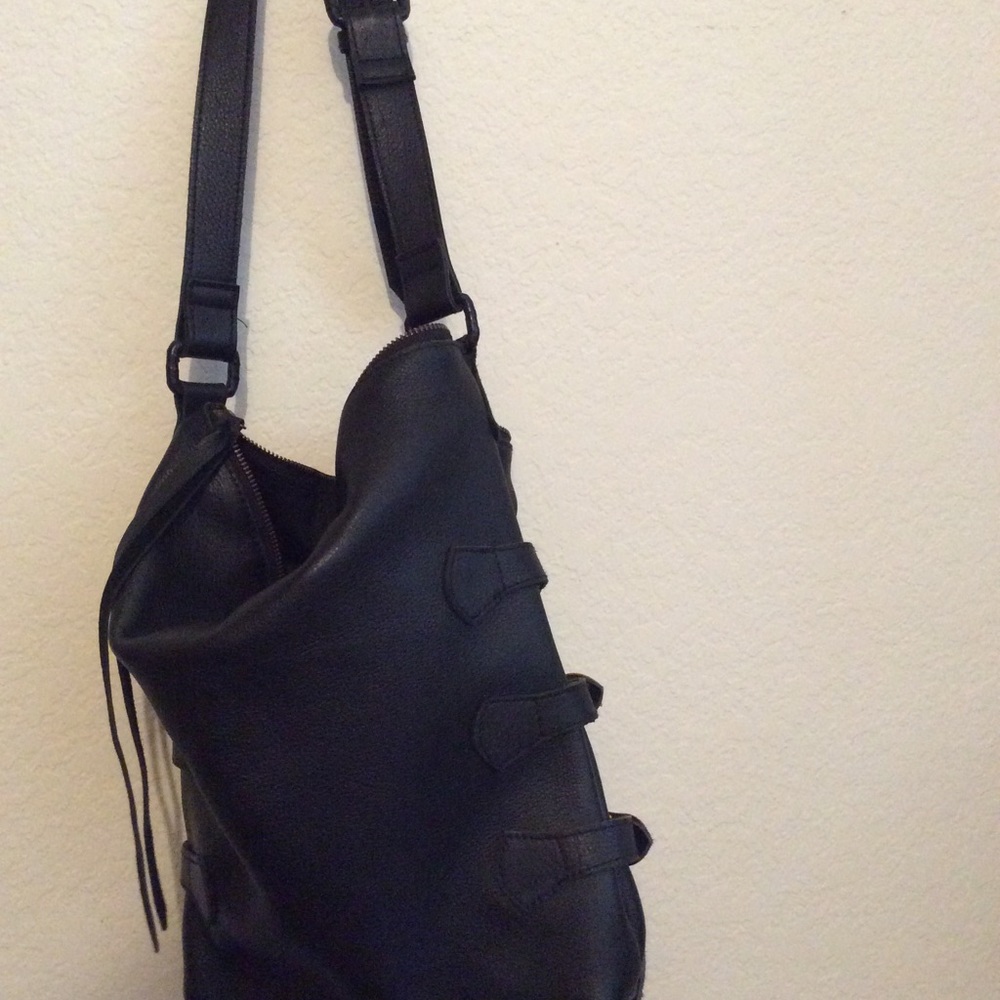 Cleobella hobo  bag black leather buckle trim - Picture 3 of 7